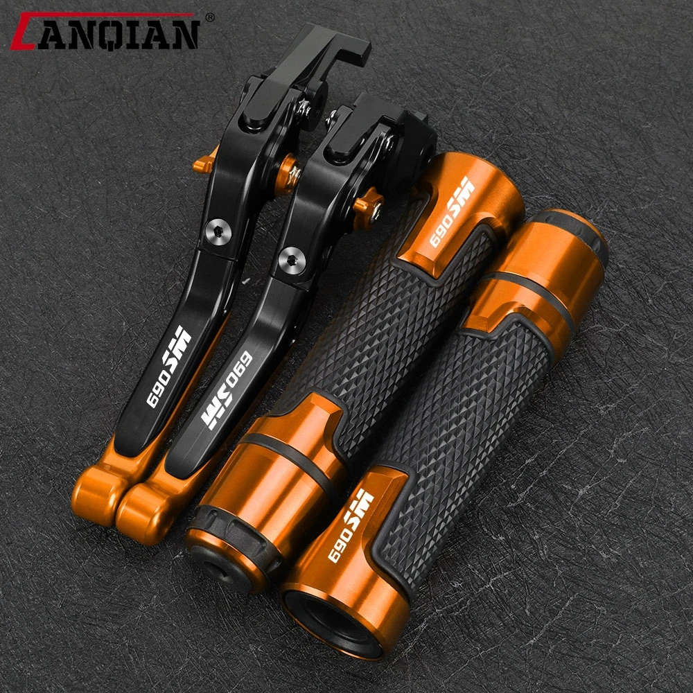 

Motorcycle Accessories Extendable Folding Brake Clutch Levers Handlebar Grip FOR 690SM 690 SM 2007-2008 Handles bar Hand Grips