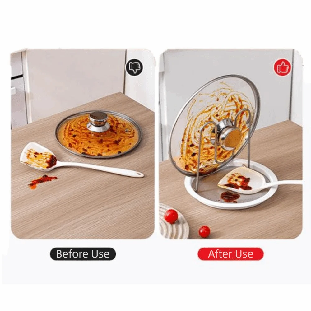 

Portable Stainless Steel Pot Lid Holder Heat Resistant Detachable Pot Lid Stand Folding Stable Spoon Rest Restaurant
