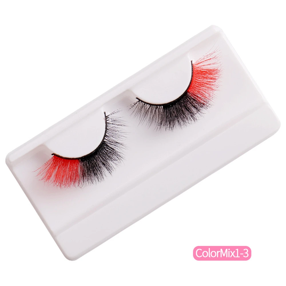 Faux Cils Eyelash Extension 1pair Fake Eyelashes Makeup Colored Lashes Party Stage Show Soft 5d False Eyelash Cosmetics Cosplay