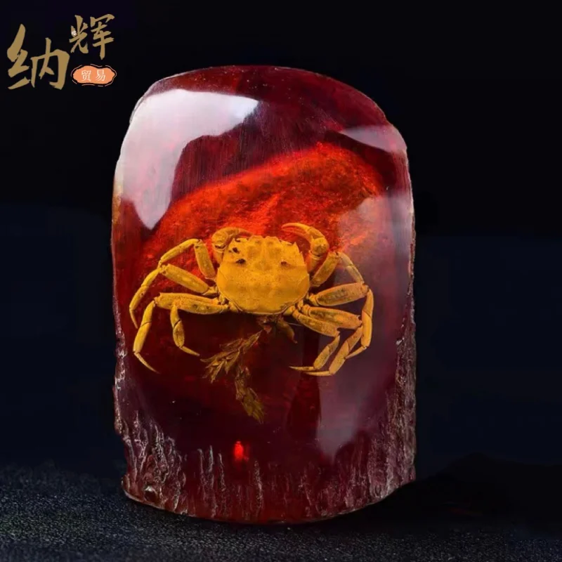 Amber Antique Crafts Artificial Amber with Bugs Scorpion Knows Crab Gecko Insect Specimen Stump Ornaments