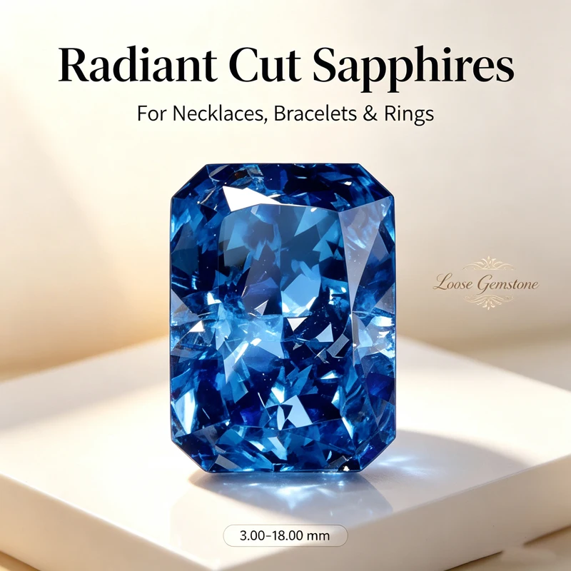 Royal Blue Radiant Cut Sapphire Loose Gemstone, Sparkling Faceted Stone for Custom Rings Necklaces Bracelets Jewelry Making