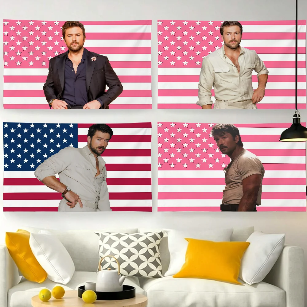 Actor B-Brandon S-Sklenar USA flag For Garden Party Living Room Home Wall Decor Banner Bedroom Outdoor Tapestry