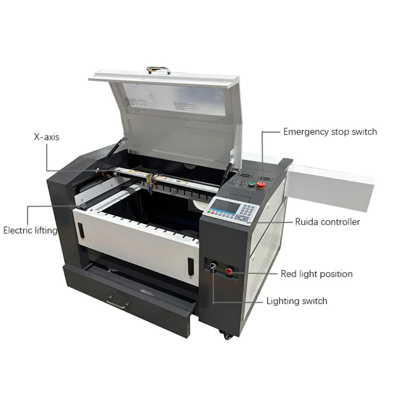 50W 60W 80W 100W 4060 CO2 Engraver And Laser Cutting Machine For Wood Acrylic Engraving With Ruida M3 System