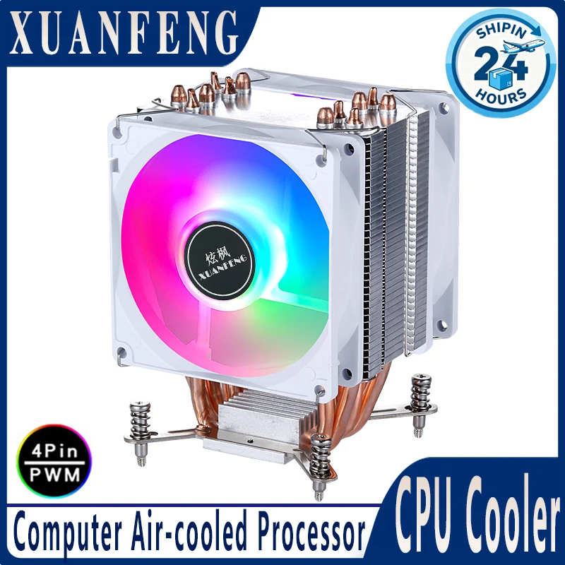 Tower Type Radiator Processor 2/4/6 Heat Pipe Air-cooled CPU Cooler White Fan Mute Install Slots LGA2011 2066 2099 Xeon X79 X99