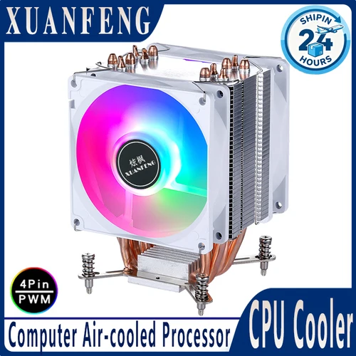 Procesador de radiador tipo torre, tubo de calor 2/4/6, enfriador de CPU refrigerado por aire, ventilador blanco, ranuras de instalación silenciosas LGA2011 2066 2099 xeon x79 x99
