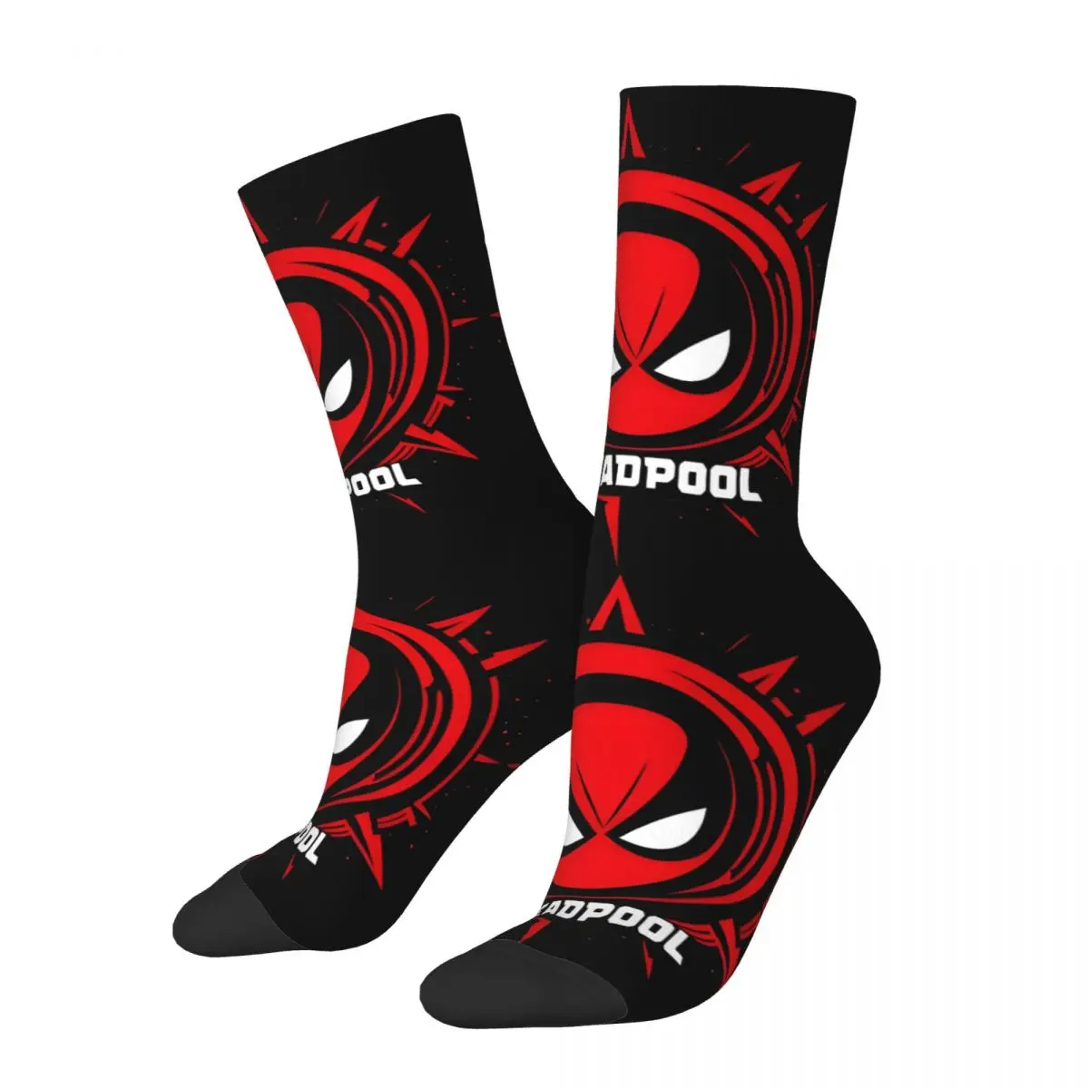 Colorful Deadpool Superhero Football Socks Polyester Middle Tube Socks for Unisex Non-slip