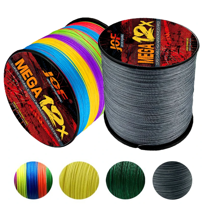 JOF 300/500M Multifilament PE Fishing Line X12 Threads Super Strong 11.3KG-54.5KG Braided Lure Wire 0.8#-8.0# for All Waters