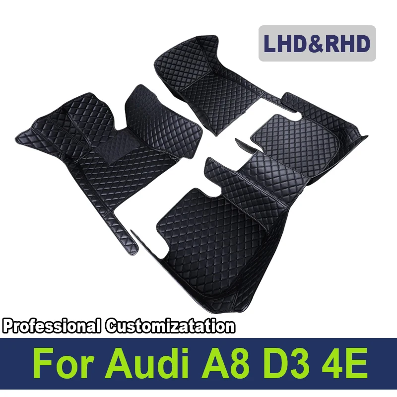 Car Floor Mats For Audi A8 D3 4E 2006~2010 Carpet Luxury Leather Mat Durable Rug Interior Part Anti Dirt Pad Car Accessories