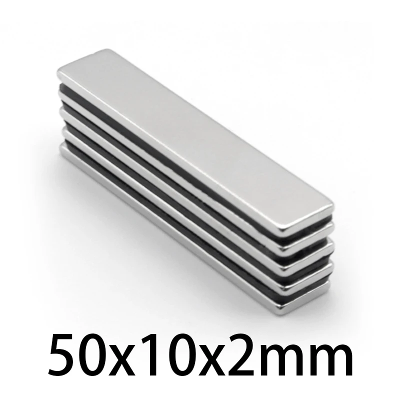 10-100 pces 50x10x2mm powerful permanent magnet  50x10x2 block strong rare earth magnet N35 rectangular neodymium magnets