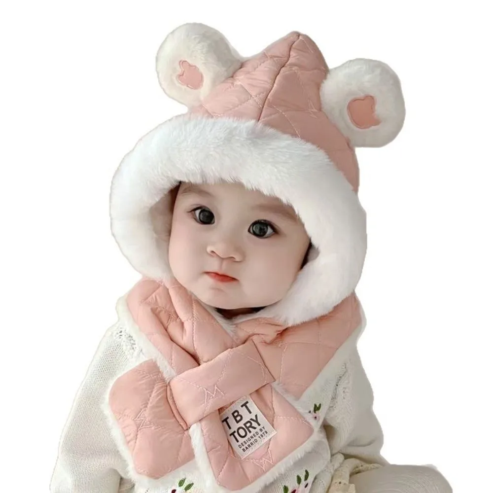 Cute Integrated Hat Scarf Set Warm Coldproof Pullover Cap Windproof Beanie Hat for Outdoor Cycling Skiing