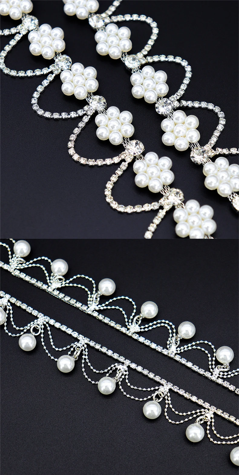10 Yards Strass Sparkle Diamant Quaste Kristall Strass Perle Kette Kleidung Taschen DIY Kunst Hochzeit Party Geschenk Dekoration – Detail 4