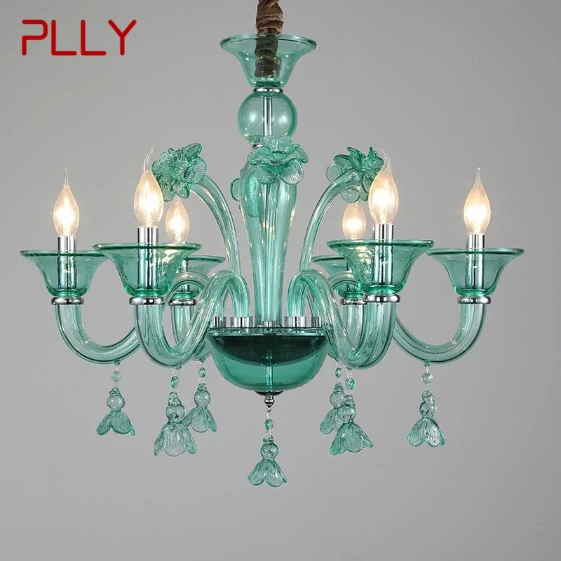 PLLY European Pendent Lamp Green Candle Lamp Luxury Art Living Room Restaurant BedroomVilla Hotel KTV Chandelier