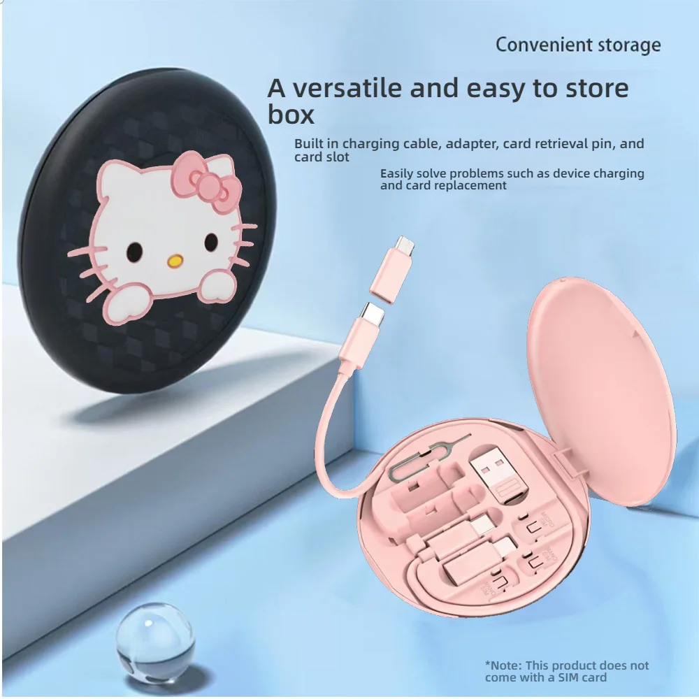 Mini cartoon Hello Kitty 60W Multi Type-C To USB C To Micro USB To Fast Charging Phone For IPhone Xiaomi