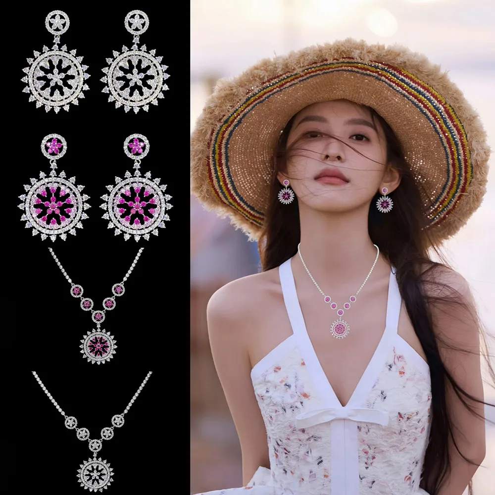 

Missvikki Charm Cubic Zircon Sweet Round Earrings For Bridal Wedding Party Accessories New Luxury Handmade Shiny Dangle Earrings