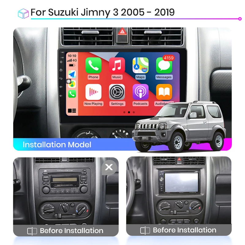 2din Android10 Car Radio Multimedia Player Carplay Auto GPS Navigation DSP NO DVD For Suzuki Jimny 2007 2008 2009 2010-2012