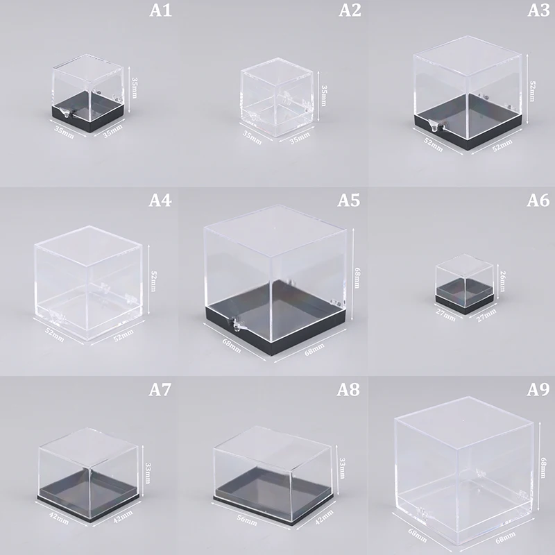 1Pc Mini Square Cube Acrylic Case Rough Mineral Standard Storage Boxes Lids Gemstone Display Coin Clear Container Specimen