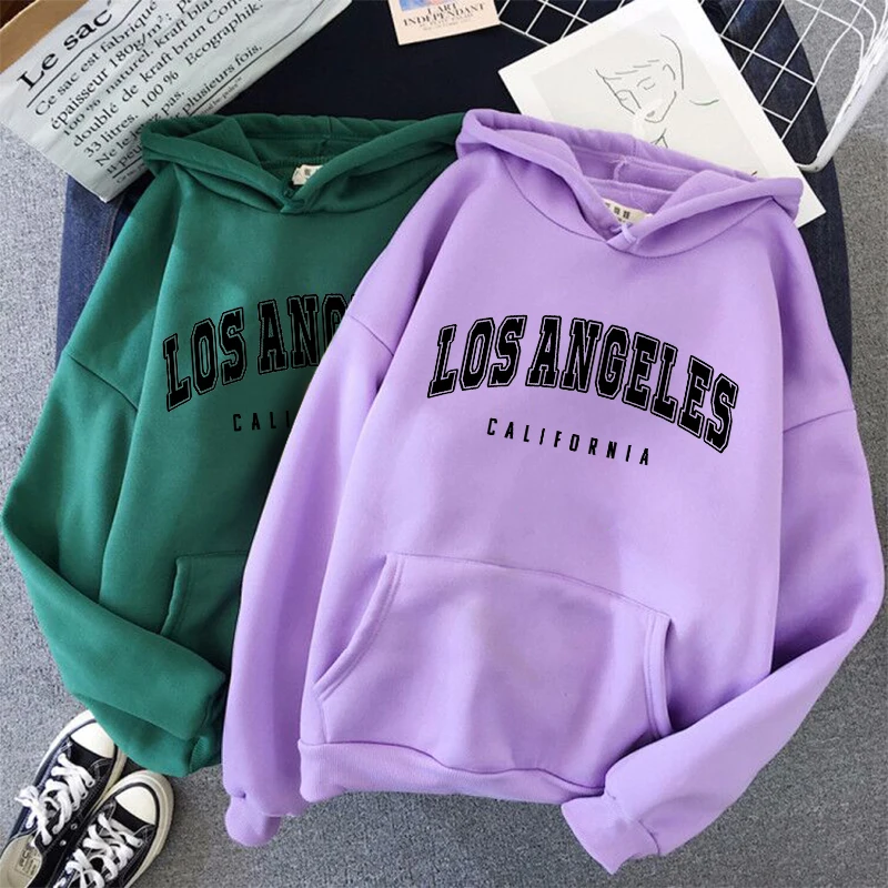 

Los Angeles Letter Women Men Hoodies Streetwear American Style Fashion Sweatshirt Autumn Winter Hip Hop Casual Pullovers Female