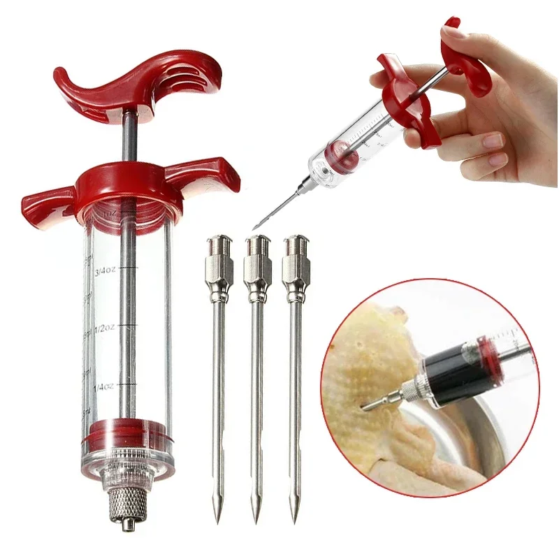 

New Spice Syringe Set Food Grade PP Stainless Steel Needles BBQ Meat Flavor Injector Kithen Sauce Marinade Syringe Accessory