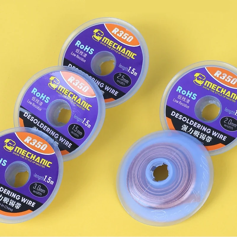 Mecânico-removedor de Wick Solda Fio Desoldering Fios de Solda Bga Ferramentas de Solda R350 1.0 mm 1.5 mm 2.0 mm 2.5 mm 3.0 mm 3.5 mm 4.0 mm 15 m