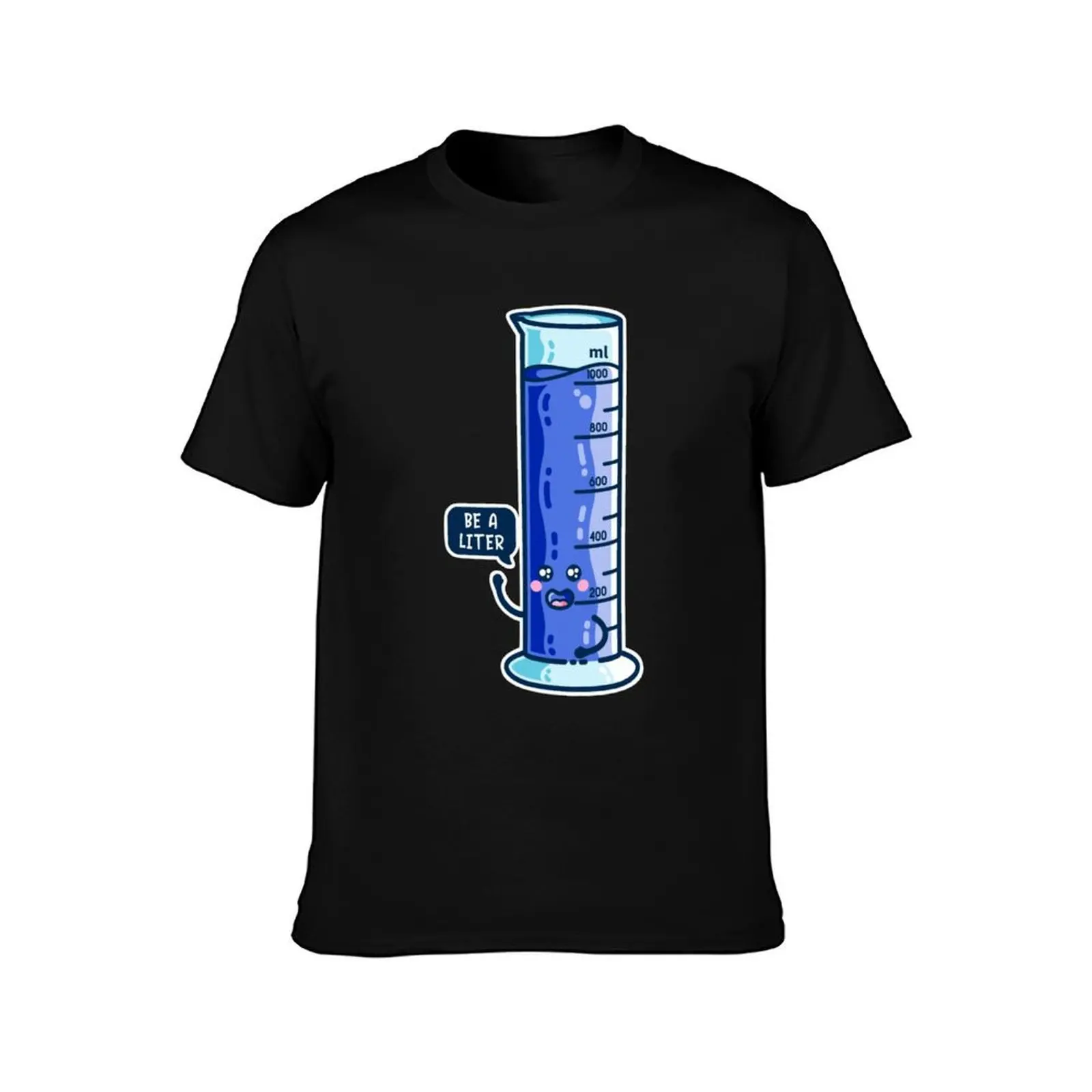 Be A Liter Graduated Cylinder T-Shirt, Summer Casual Cotton Tee, Oversized Streetwear Tops, Vintage Graphic Print, 100% Cotton
