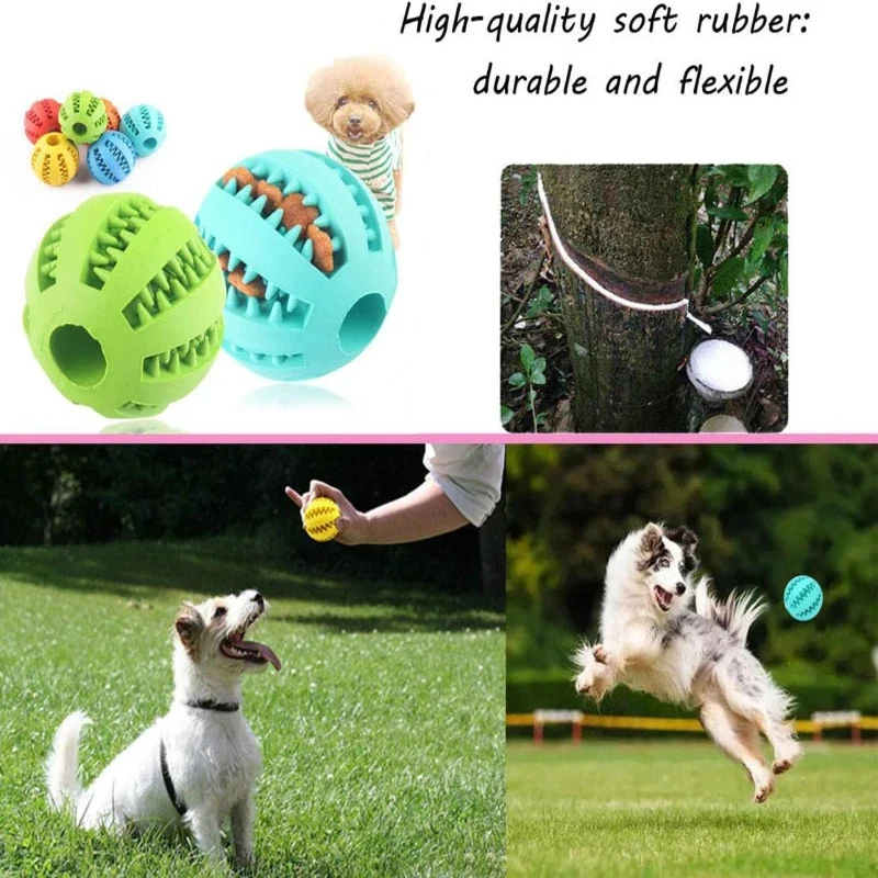 1/2pcs Dog Toy Ball Interactive Rubber Balls Puppy Chewing Toys Pet Tooth Cleaning Ball Cats Pets Food Treat Feeder Balls Toy view 5