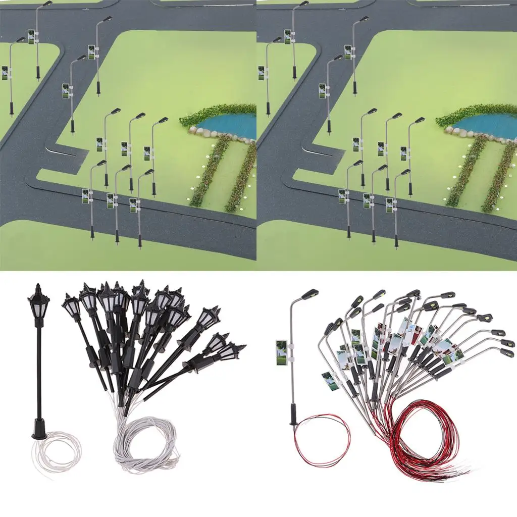 Set mit 40 Mini-Laternenpfähten, Straßenlaternen, Lampenmodell für die Modelleisenbahn