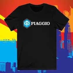 Piaggio Scooter Logo Black T-Shirt Size S to 5XL