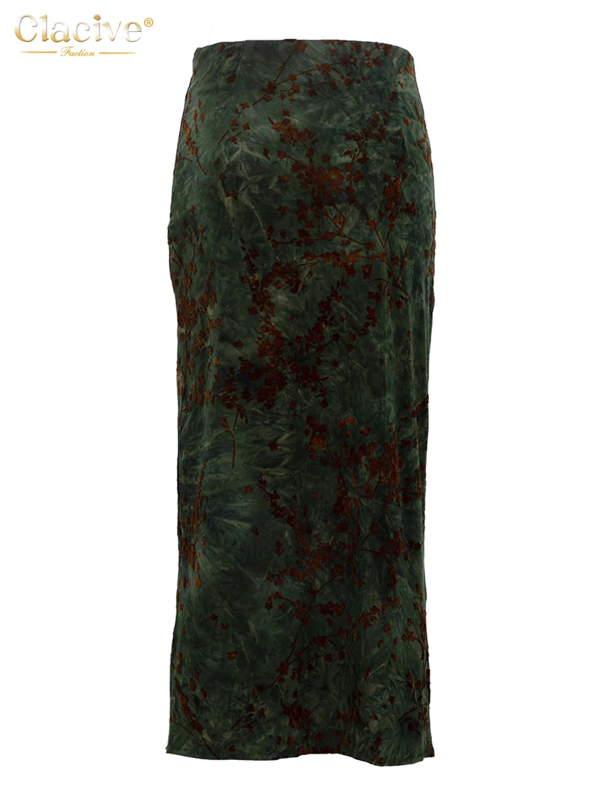 Clacive Gonna da donna con stampa allentata alla moda 2025 Gonne longuette a vita alta vintage Gonna classica elegante da donna Abbigliamento femminile