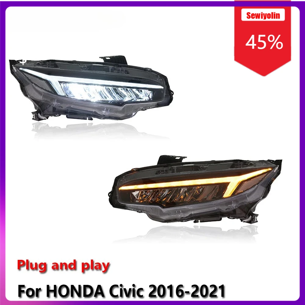 

Автомобильные светодиодные лампы Sewiyolin в сборе для HONDA Civic 2016-2021, противотуманные фары DRL, стоп-сигналы поворота