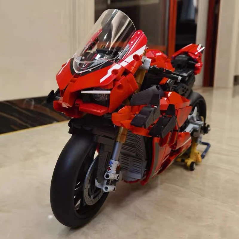 

1:5 Technical V4S Motorcycle Building Blocks High-Tech City Motorbike Locomotive Modular Bricks Model Toys For Kid Gifts MOC