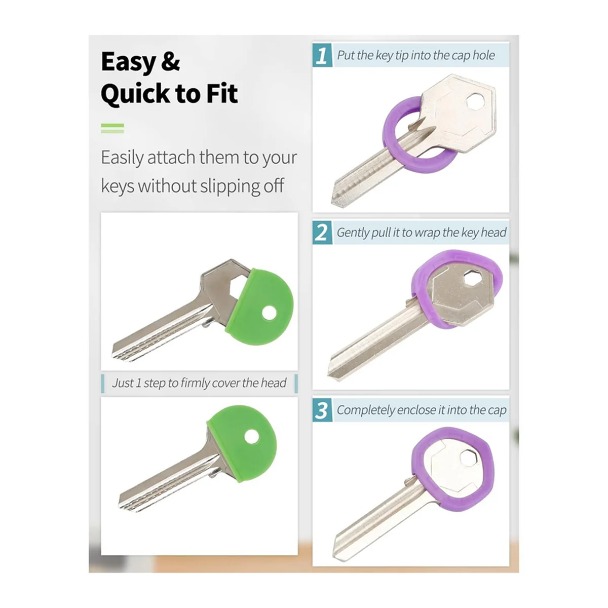 ABQR 80 قطعة أغطية ألوان المفاتيح أغطية المفاتيح العلامات يغطي مجموعة حلقات تحديد المفاتيح مفتاح القبعات العالية للمفاتيح منظمة مفتاح المنزل