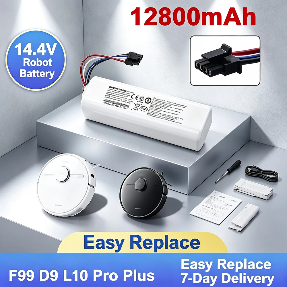 14.4V 12800mAh Li-Ion Replacement Battery for Dreame D9 F9 L10, D9 Pro, D9 MAX, D10 Plus, D10s, L10s Ultra Series Vacuum Cleaner