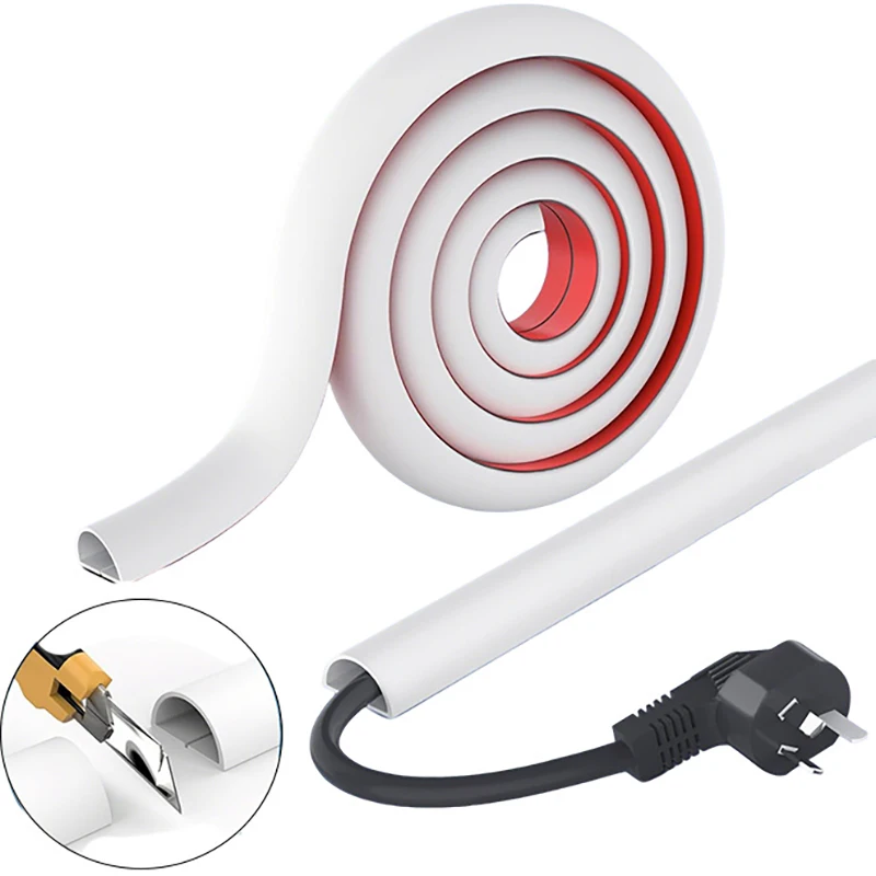

1M Flexible floor cable cover rubber cord Self-Adhesive wall cord hider internet Wire Duct Duct Slot Cable Manage﻿