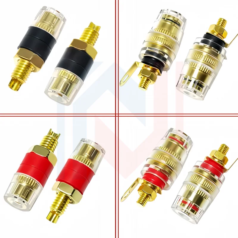 Gold Plated Copper Banana Connector 4mm Thread Medium Amplifier Speaker Spade Terminal Binding Post Banana Plug Socket M4 M8