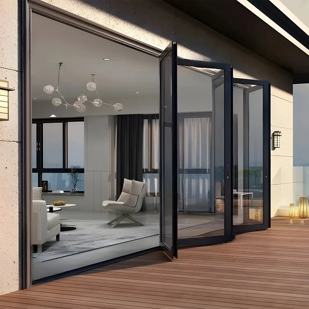 

Customized Size Modern Aluminum-Framed French Casement Window Door New Design Home Balcony Folding Door Waterproof Soundproof