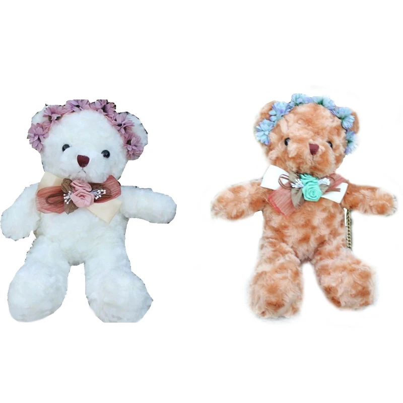 

Bear Bag Chain Backpack for Doll Crossbody Handbag with Rose Headwea