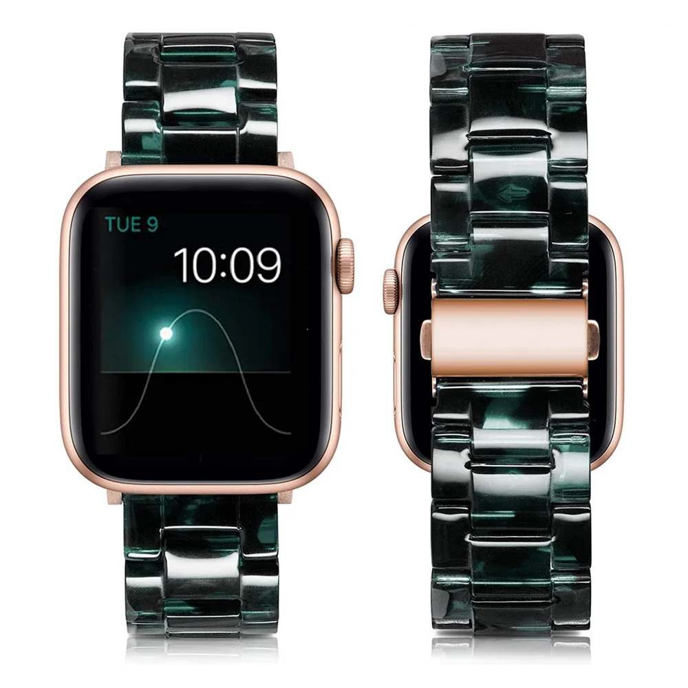 

Light Resin strap for apple watch band 44mm 40mm 42mm 38mm Stainless Steel Buckle watchband correa bracelet iwatch 6 se 5 4 3 2