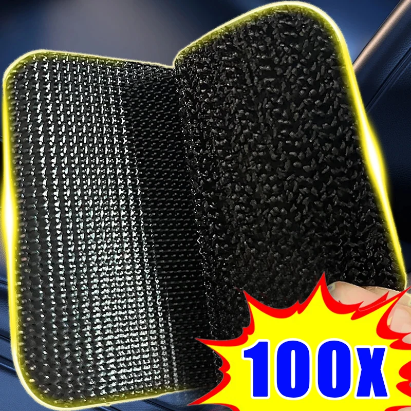 100/2Pcs Carpet Fixing Stickers Double Faced High Adhesive Car Carpet Fixed Patches Home Floor Foot Mats Anti Skid Grip Tapes