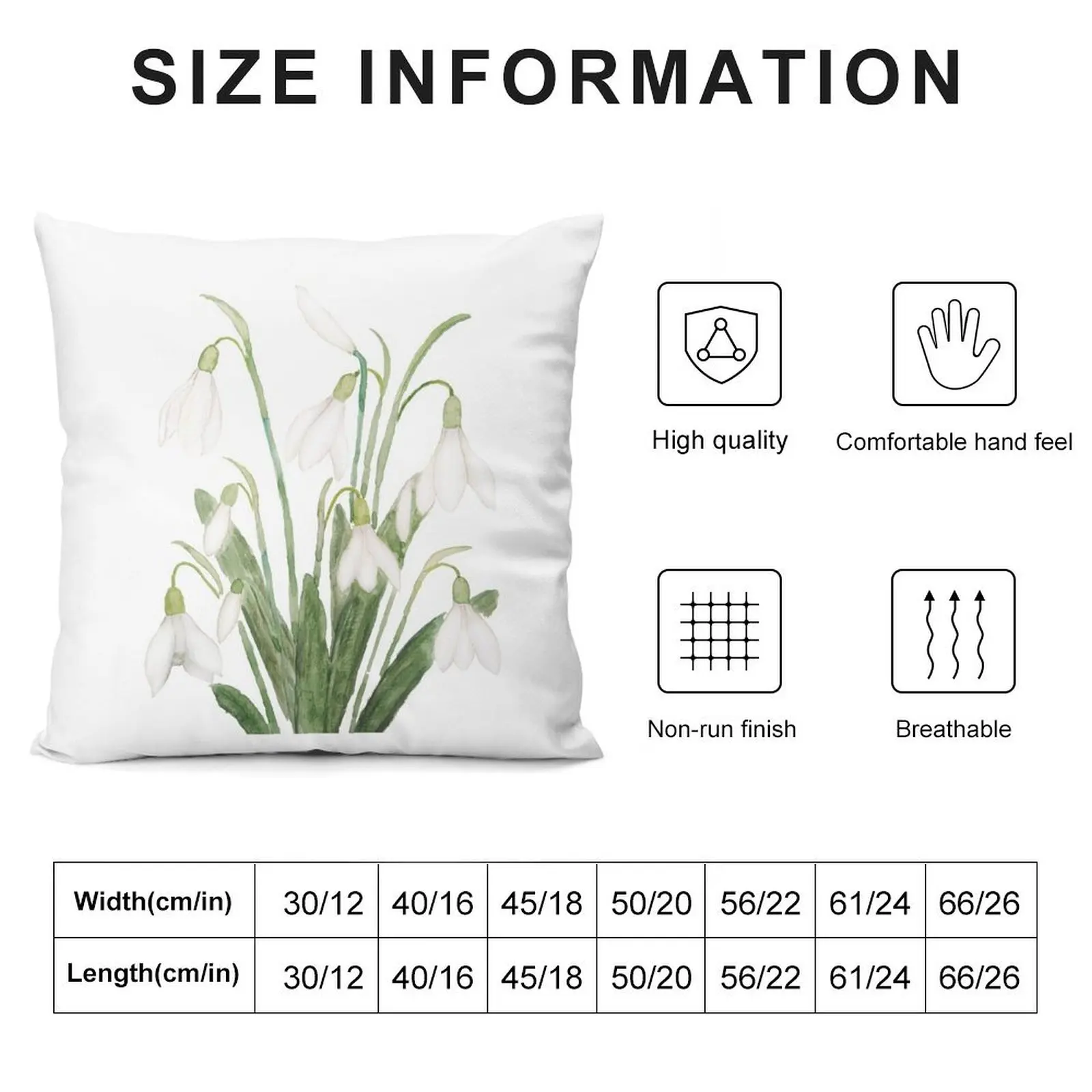 white snowdrop flower botanical watercolor painting Throw Pillow Couch Cushions Cushions Cushion Covers For Living Room pillow