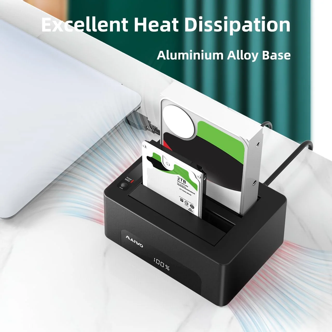 MAIWO Dual Bay USB 3.0 zu SATA Externes Festplattengehäuse Klon-Dockingstation für 2,5 Zoll / 3,5 Zoll HDD/SSD SATA-Festplatten-Dock – Detail 4