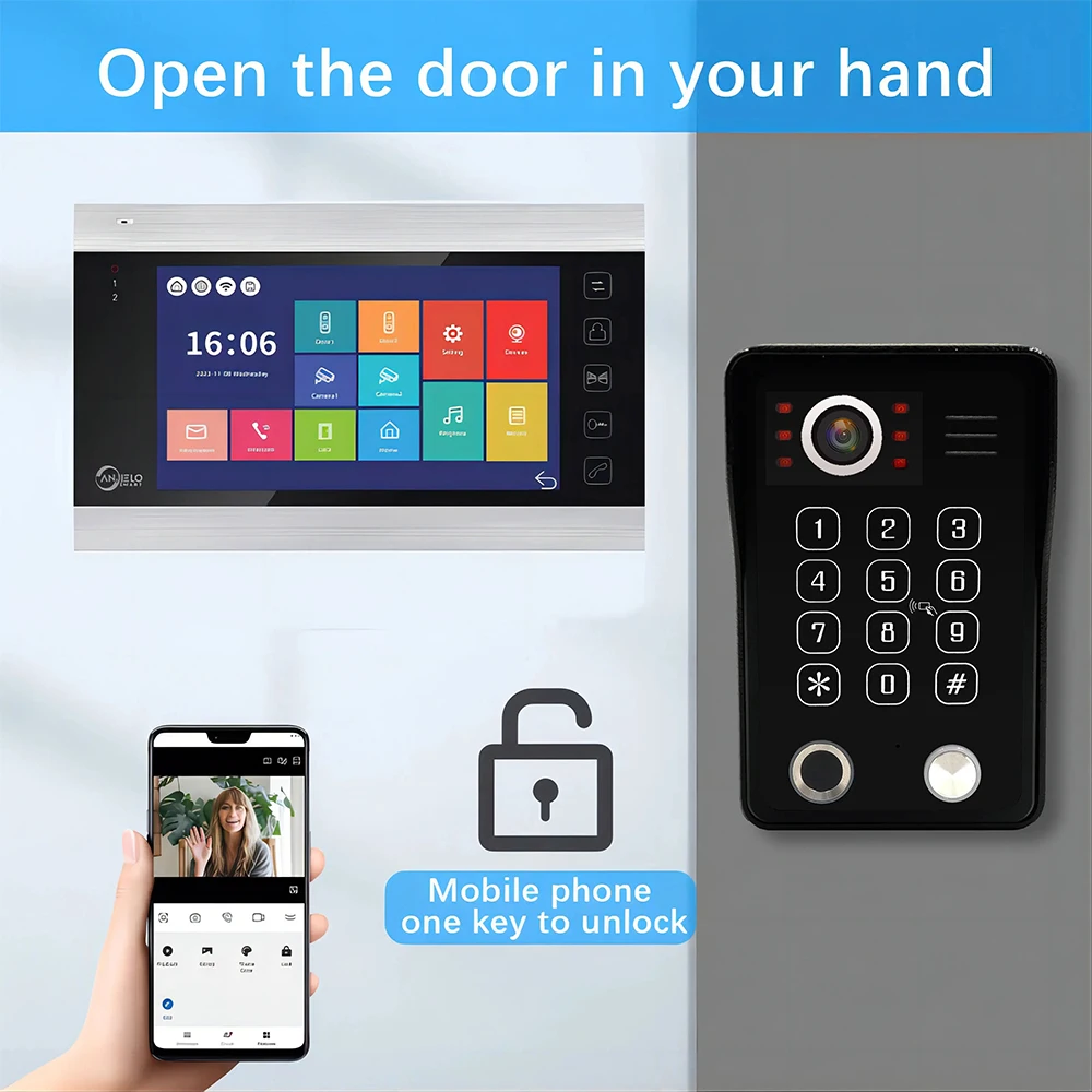 Imagem -05 - Campainha de Impressão Digital com Senha Interfone de Vídeo com Fio Wi-fi Tuya Smart Polegada Monitor Cartão de Controle de Acesso 1080p