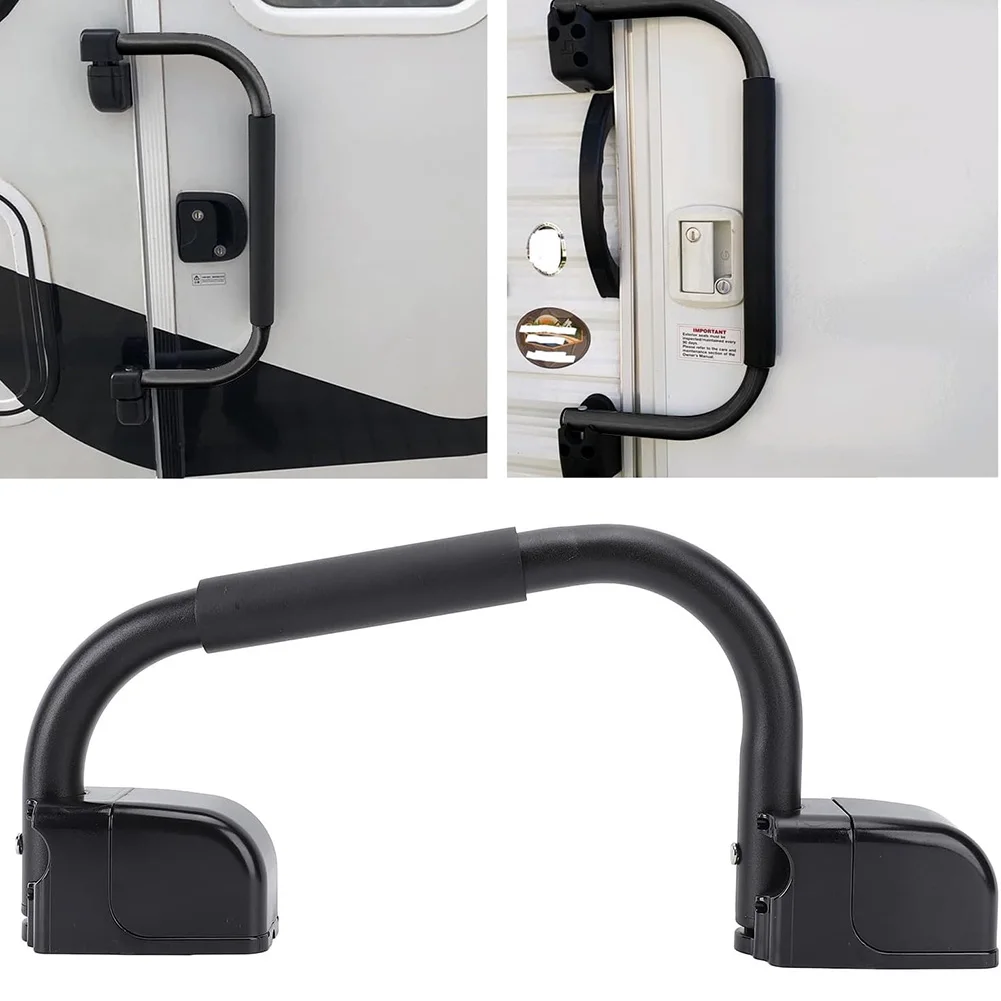 Entry Door Folding Handrail for RVs and Trailers with Soft EVA Grip and Aluminum Alloy Lockable Support Handle