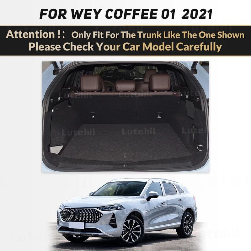 For WEY Coffee 01 2021 Auto Full Coverage Trunk Mat Lutehil Car Boot Cover Pad Cargo Liner Interior Accessories