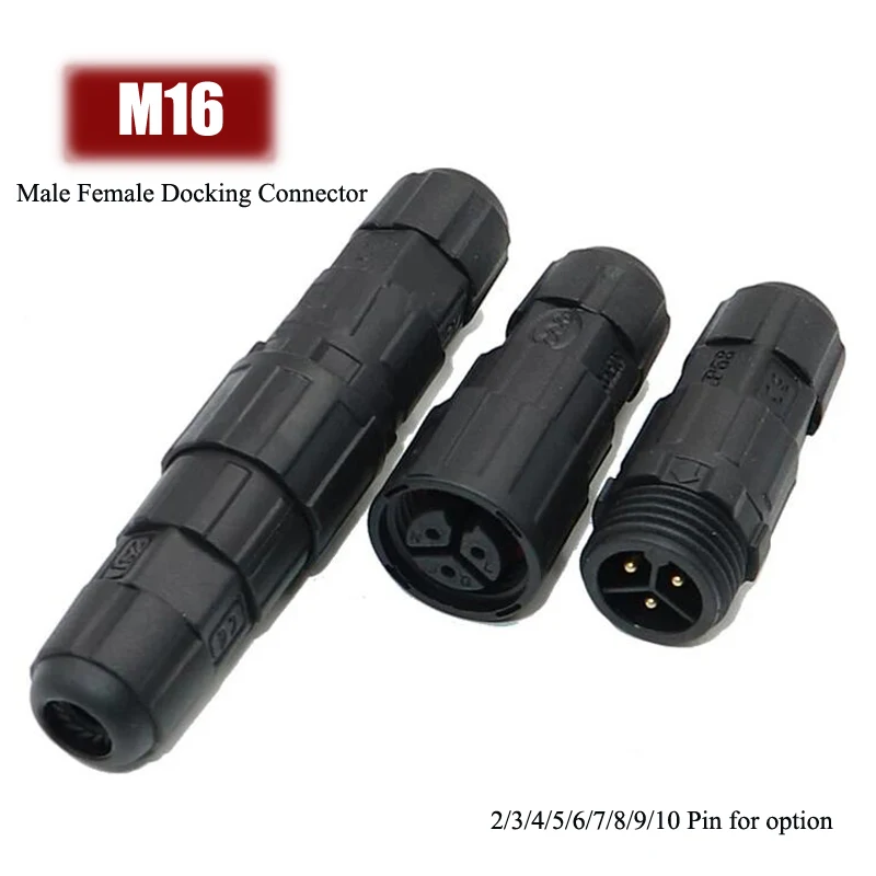 Waterproof M16 Cable Connector IP68 2 3 4 5 6 7 8 9 10 Pin Electrical Wire Plug Screw/Soldering Male Female Power Connectors