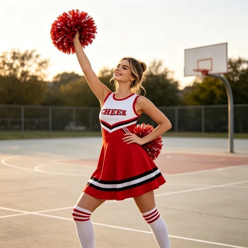 Womens Sleeveless Cheerleading Outfit Set Youthful Costume For Sports Meeting Stage Photo Booth Party