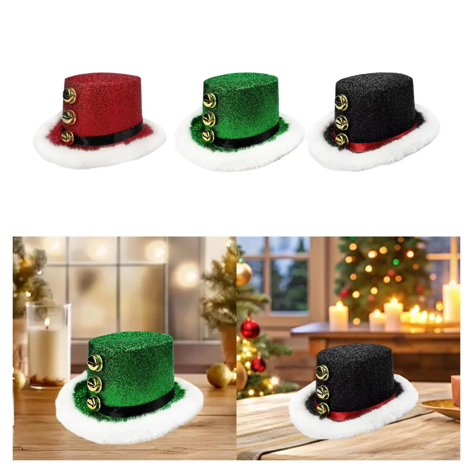 Christmas Top Hat Fabric Santa Party Cap Creative Funny Headgear Festive Carnival Snowman Hat for Men Women Adults