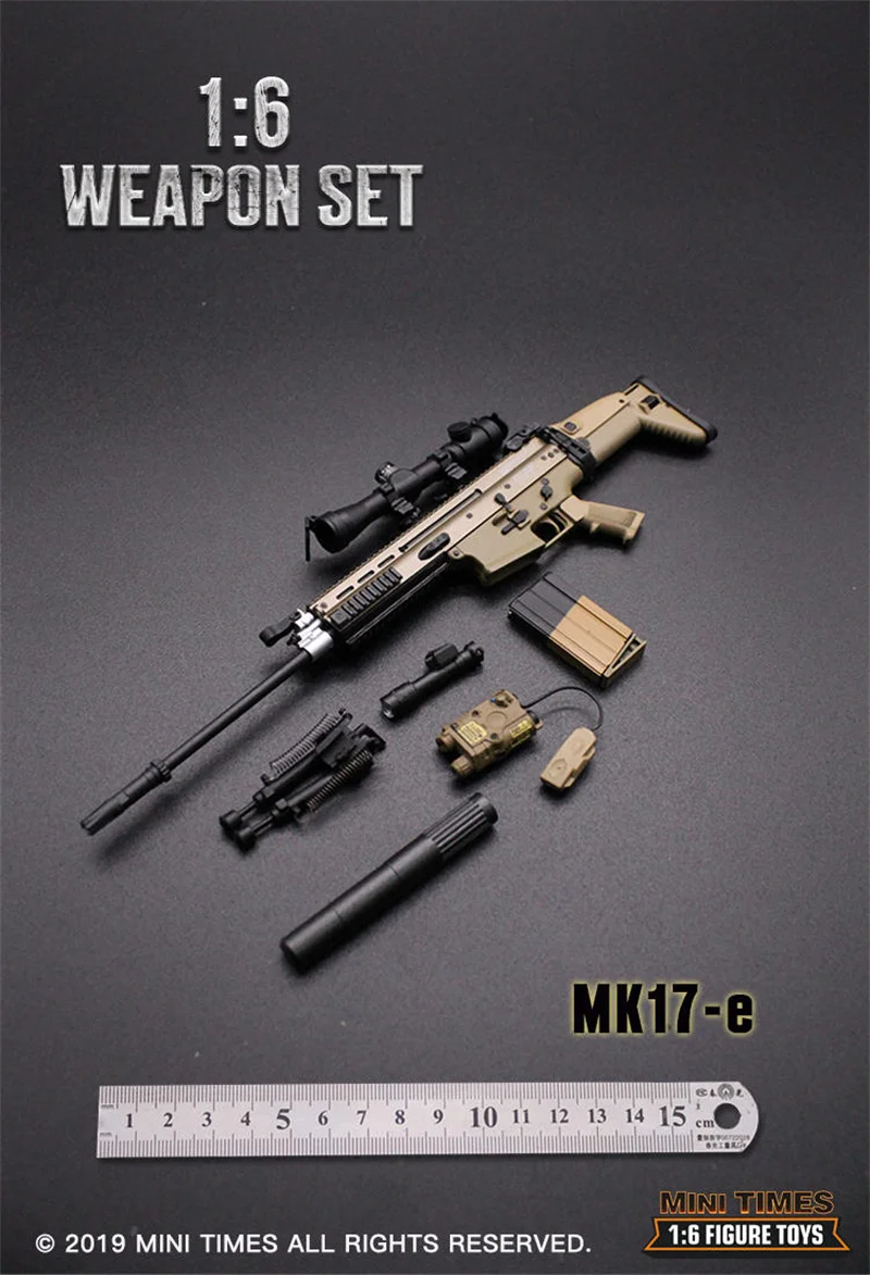 Minitimes MK17 1/6 Scale ทหารทหารอาวุธ Sniper ปืนไรเฟิลทั้งชุดของเล่นรุ่นอุปกรณ์เสริมสำหรับ12นิ้วตุ๊กตาขยับแขนขาได้