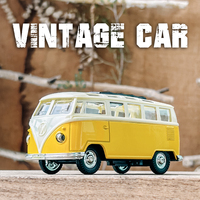 1:32 Alloy Diecast Vintage Mini Bus Van Car Model Classic Pull Back Car Miniature Vehicle Replica For Collection Gift for Kids