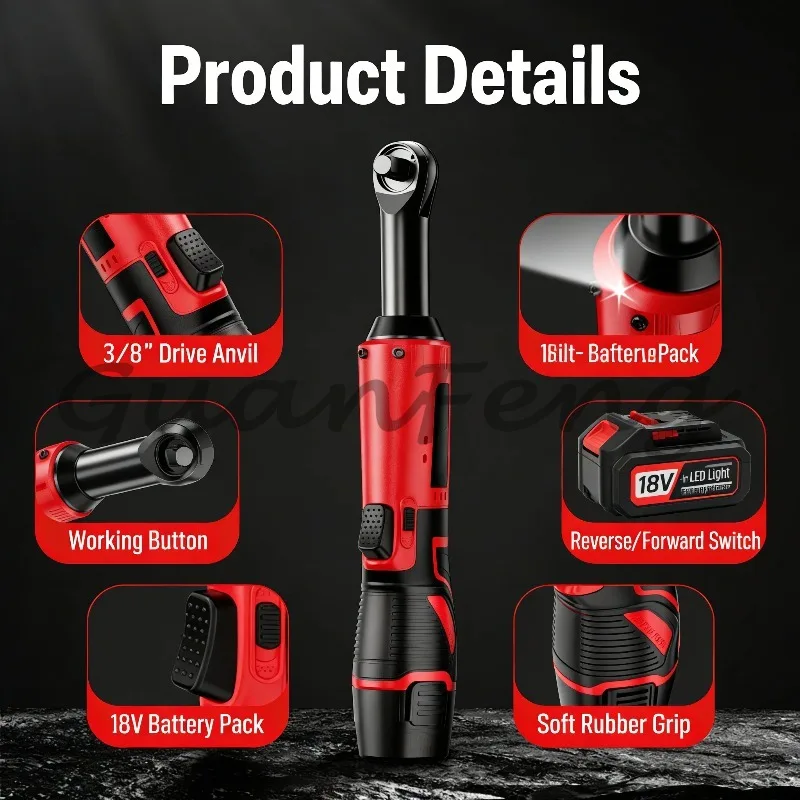 12V cordless electric wrench, 45NM 3/8 inch ratchet wrench