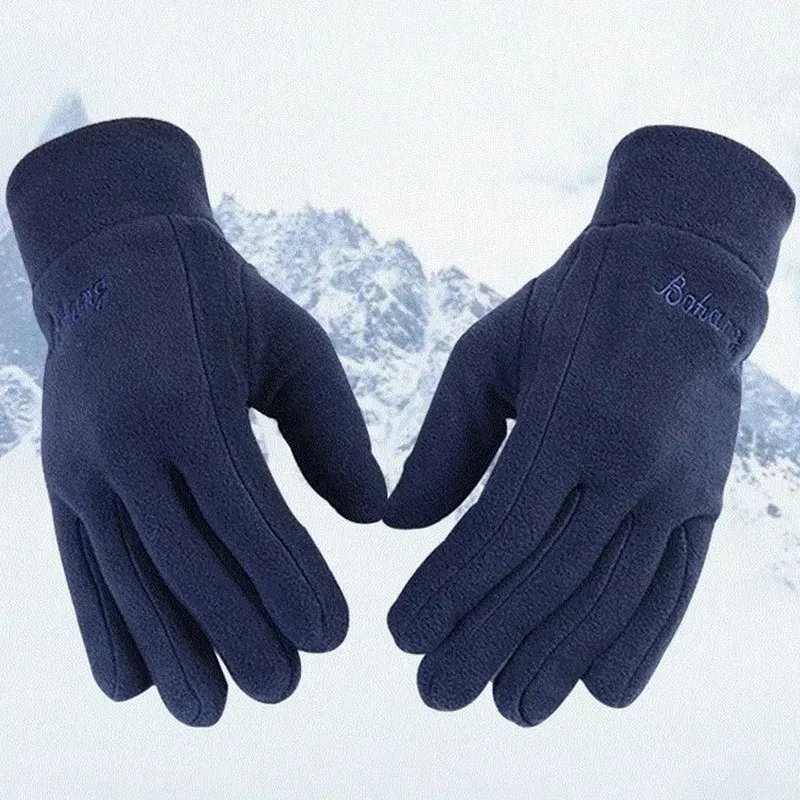 Mens Winter Gloves Thicken Thermal Warm Fleece Full Finger Gloves Cold Resistance Windproof Outdoor Skiing Cycling Mittens Women